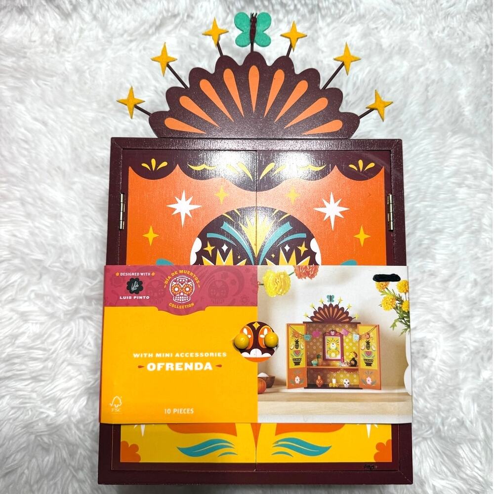 Dia de Muertos Wood Ofrenda Box with Mini Accessories Designed with Luis Pinto